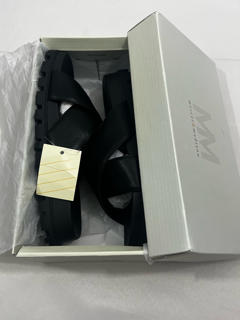 Mercer & Madison Rilla Crisscross Slide Sandals Black, Lug Sole, Women’s 9